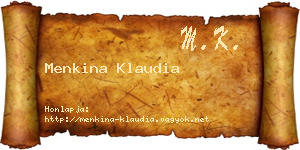 Menkina Klaudia névjegykártya